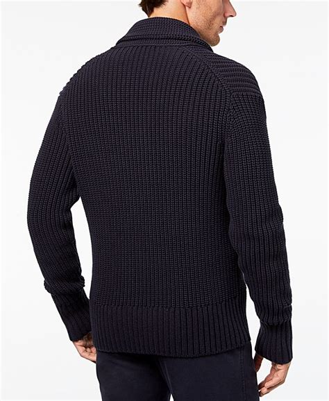 michael kors men's shawl collar ribbed cardigan|Ribbed Stretch Knit Cardigan .